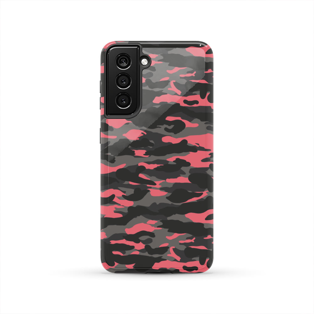 Black And Pink Camouflage Print Tough Phone Case