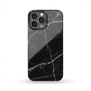 Black White Grunge Marble Print Phone Case