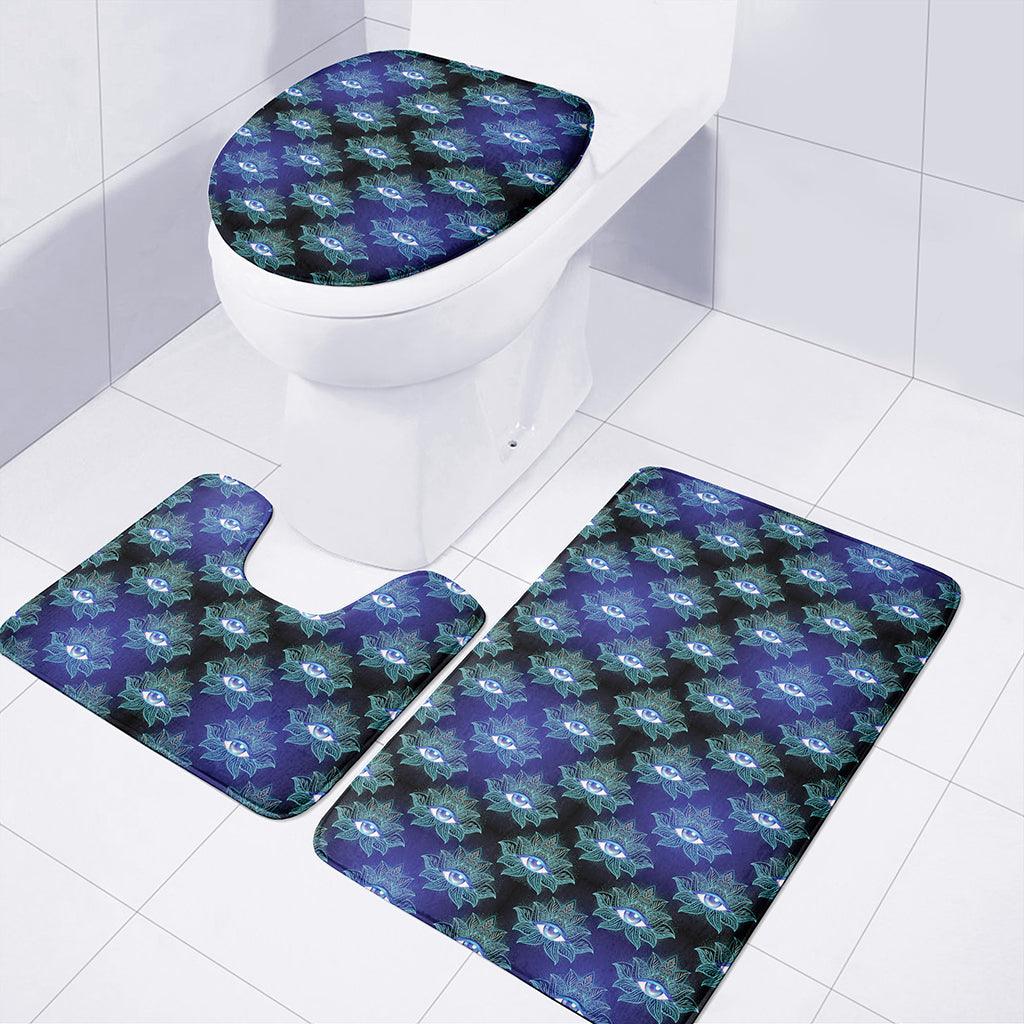 Lotus Eye of Providence Pattern Print 3 Piece Bath Mat Set