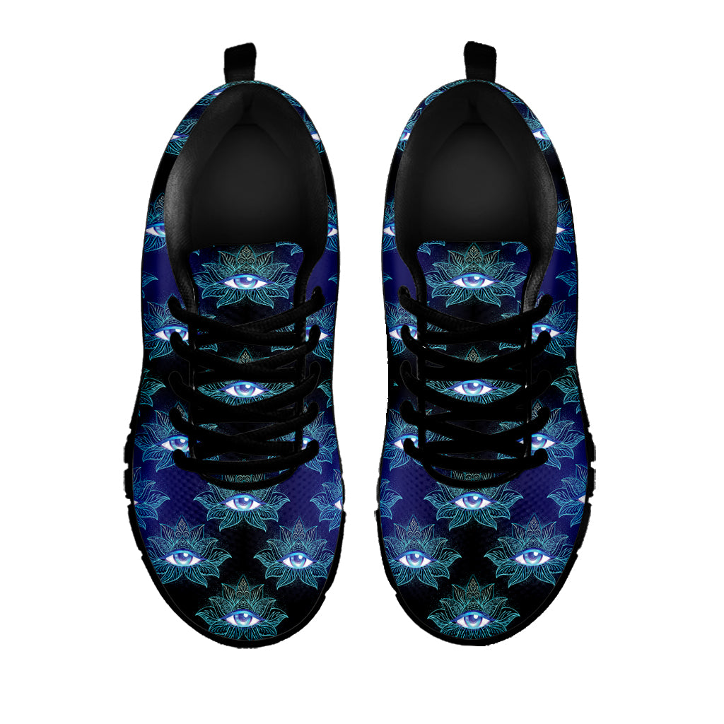 Lotus Eye of Providence Pattern Print Black Sneakers