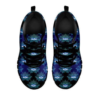 Lotus Eye of Providence Pattern Print Black Sneakers