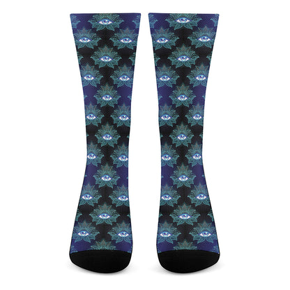 Lotus Eye of Providence Pattern Print Crew Socks