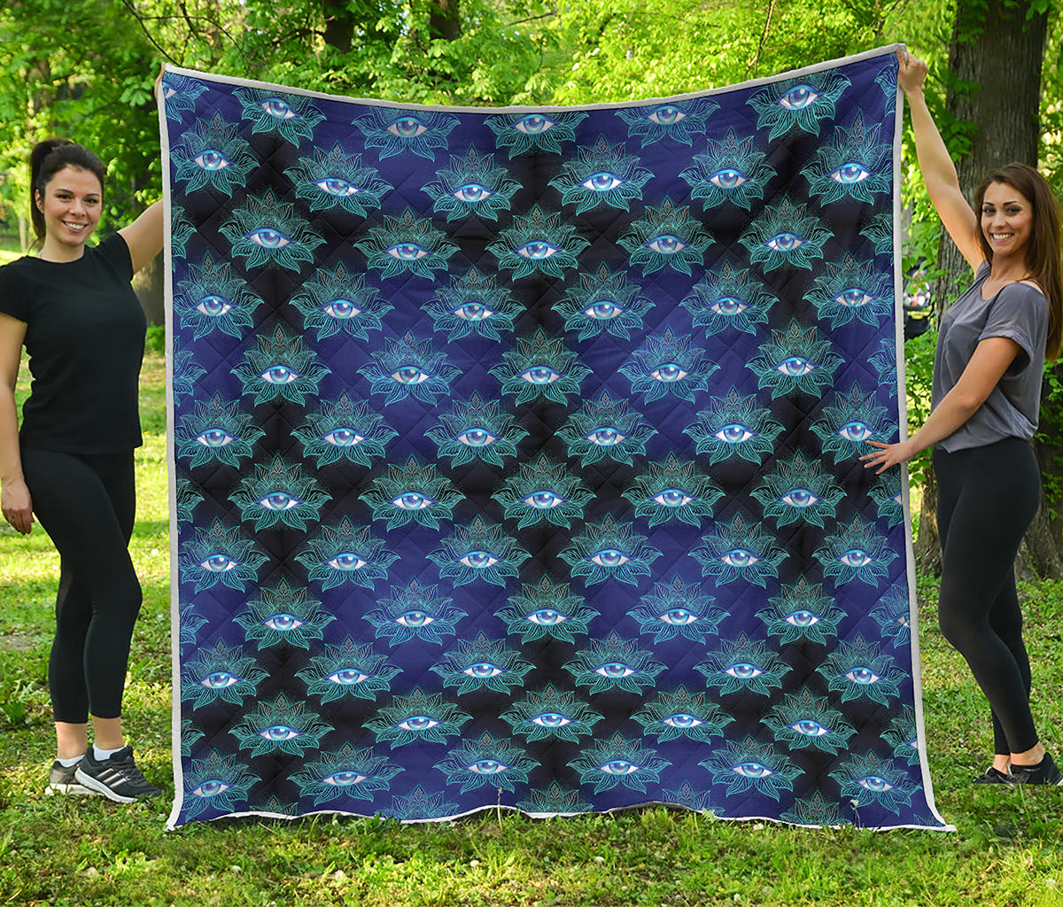 Lotus Eye of Providence Pattern Print Quilt