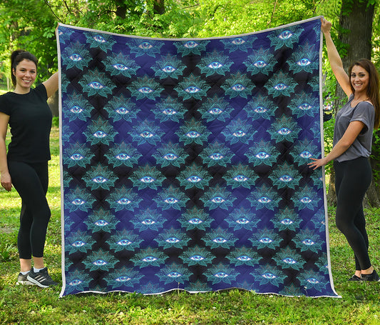 Lotus Eye of Providence Pattern Print Quilt