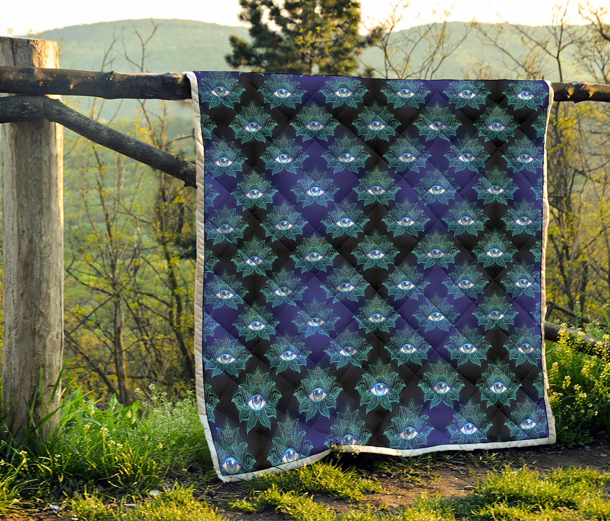 Lotus Eye of Providence Pattern Print Quilt