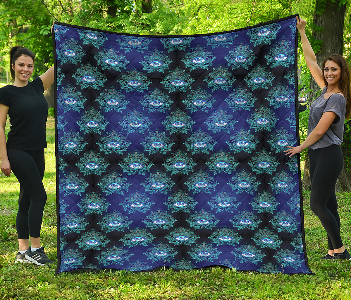 Lotus Eye of Providence Pattern Print Quilt