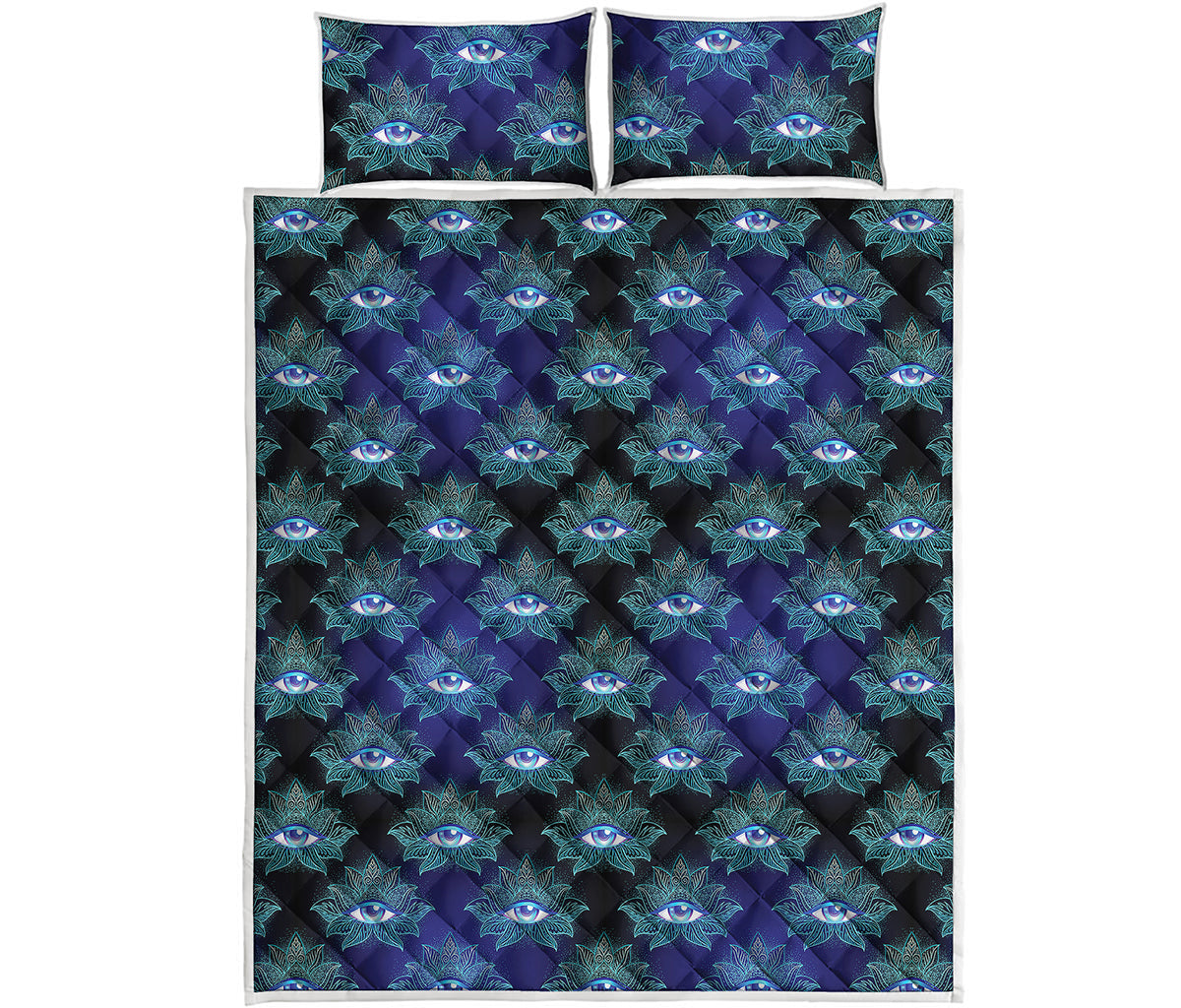 Lotus Eye of Providence Pattern Print Quilt Bed Set