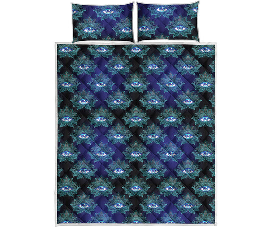 Lotus Eye of Providence Pattern Print Quilt Bed Set