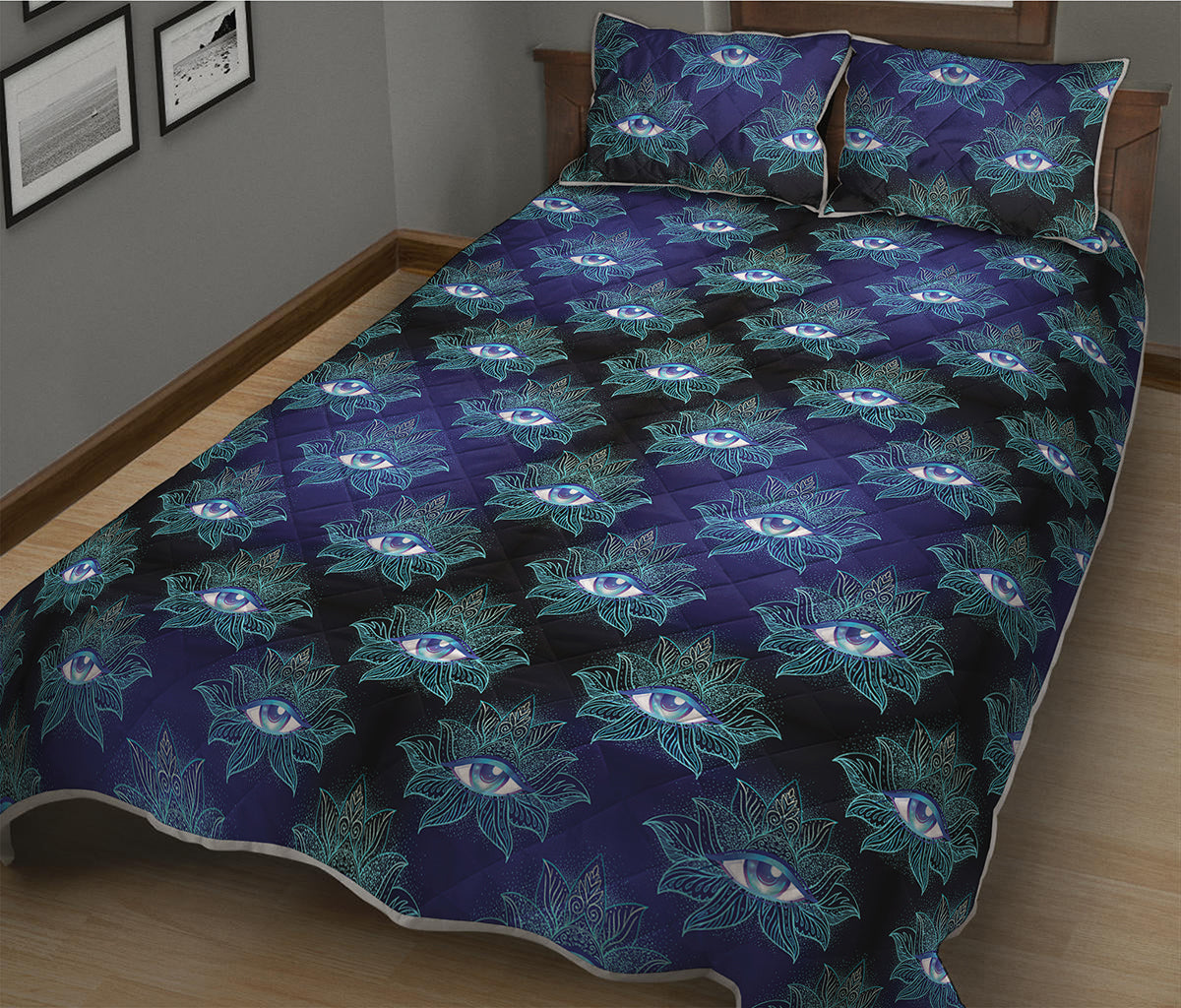 Lotus Eye of Providence Pattern Print Quilt Bed Set