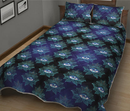 Lotus Eye of Providence Pattern Print Quilt Bed Set