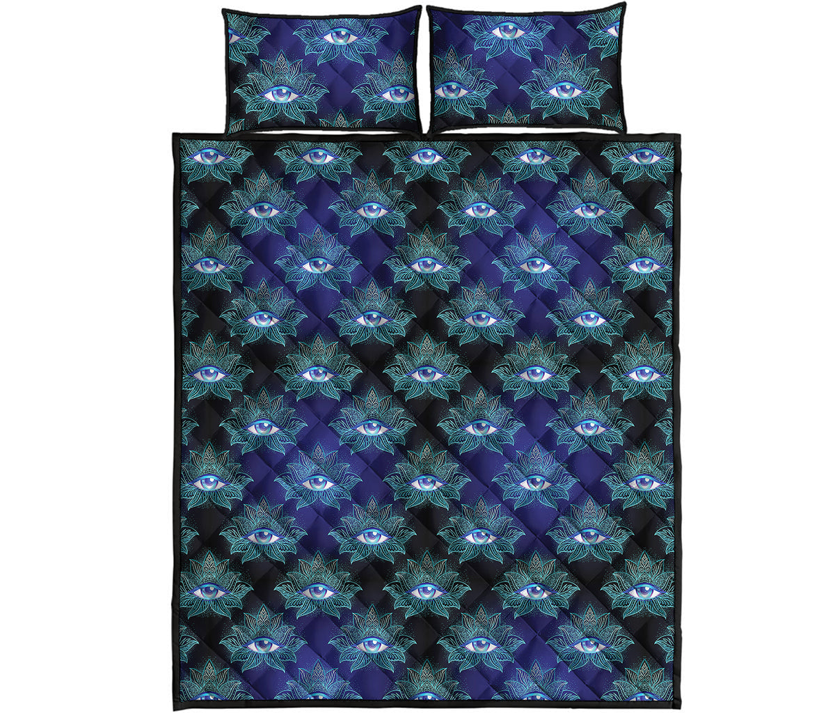Lotus Eye of Providence Pattern Print Quilt Bed Set