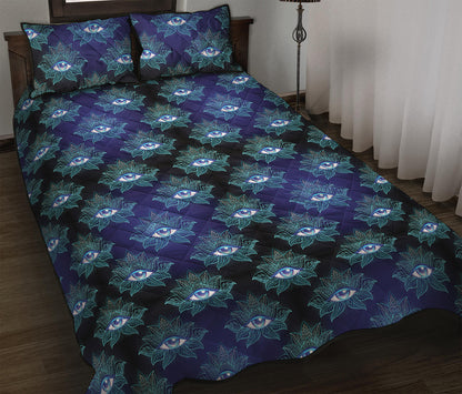 Lotus Eye of Providence Pattern Print Quilt Bed Set
