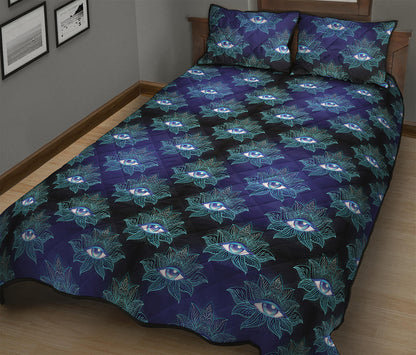 Lotus Eye of Providence Pattern Print Quilt Bed Set