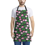 Lotus Flower And Leaf Pattern Print Apron