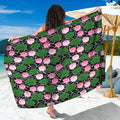 Lotus Flower And Leaf Pattern Print Beach Sarong Wrap