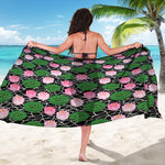 Lotus Flower And Leaf Pattern Print Beach Sarong Wrap