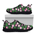 Lotus Flower And Leaf Pattern Print Black Running Shoes
