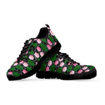 Lotus Flower And Leaf Pattern Print Black Sneakers