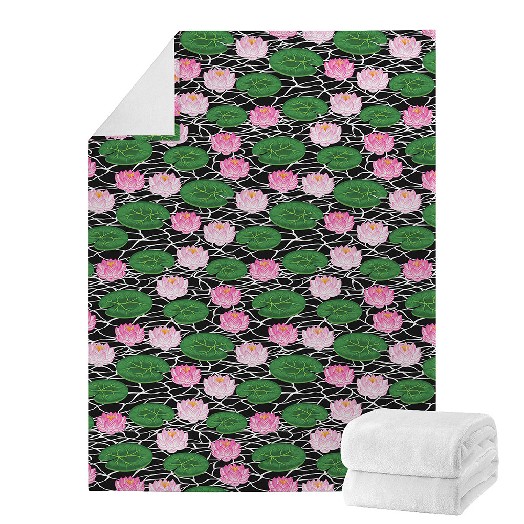 Lotus Flower And Leaf Pattern Print Blanket