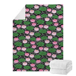 Lotus Flower And Leaf Pattern Print Blanket