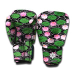 Lotus Flower And Leaf Pattern Print Boxing Gloves