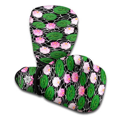 Lotus Flower And Leaf Pattern Print Boxing Gloves