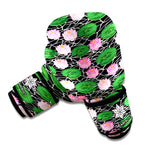Lotus Flower And Leaf Pattern Print Boxing Gloves