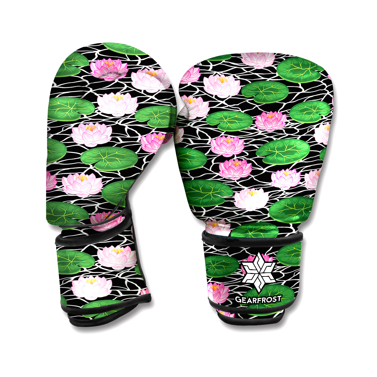 Lotus Flower And Leaf Pattern Print Boxing Gloves