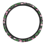Lotus Flower And Leaf Pattern Print Car Steering Wheel Cover