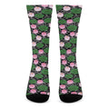 Lotus Flower And Leaf Pattern Print Crew Socks