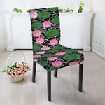 Lotus Flower And Leaf Pattern Print Dining Chair Slipcover