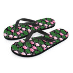 Lotus Flower And Leaf Pattern Print Flip Flops