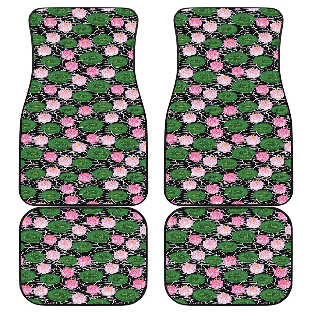 Lotus Flower And Leaf Pattern Print Front and Back Car Floor Mats