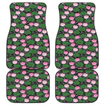 Lotus Flower And Leaf Pattern Print Front and Back Car Floor Mats