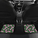 Lotus Flower And Leaf Pattern Print Front and Back Car Floor Mats