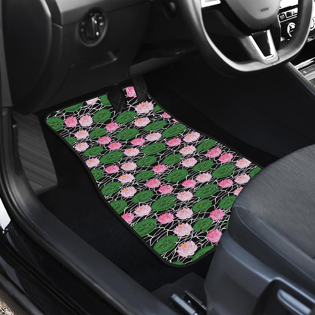 Lotus Flower And Leaf Pattern Print Front and Back Car Floor Mats