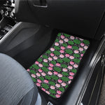 Lotus Flower And Leaf Pattern Print Front and Back Car Floor Mats