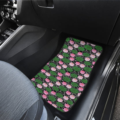 Lotus Flower And Leaf Pattern Print Front Car Floor Mats