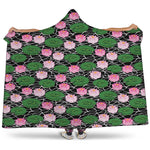 Lotus Flower And Leaf Pattern Print Hooded Blanket