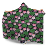 Lotus Flower And Leaf Pattern Print Hooded Blanket
