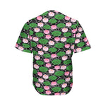 Lotus Flower And Leaf Pattern Print Men's Baseball Jersey