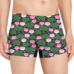 Lotus Flower And Leaf Pattern Print Men's Boxer Briefs