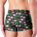 Lotus Flower And Leaf Pattern Print Men's Boxer Briefs
