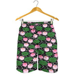 Lotus Flower And Leaf Pattern Print Men's Shorts