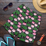 Lotus Flower And Leaf Pattern Print Men's Shorts