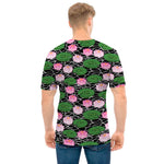 Lotus Flower And Leaf Pattern Print Men's T-Shirt