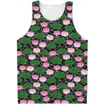 Lotus Flower And Leaf Pattern Print Men's Tank Top