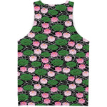 Lotus Flower And Leaf Pattern Print Men's Tank Top