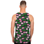 Lotus Flower And Leaf Pattern Print Men's Tank Top