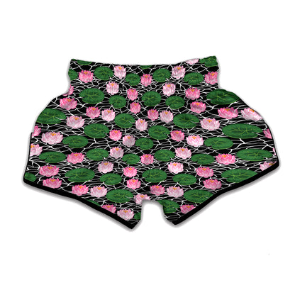 Lotus Flower And Leaf Pattern Print Muay Thai Boxing Shorts